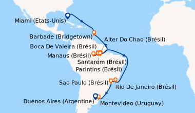 Itinéraire de la croisière Miami (Etats-Unis), En mer, En mer, En mer, B...