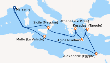 Itinéraire de la croisière Egypte et Civilisations Antiques