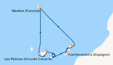 Itinéraire de la croisière Las Palmas (Grande Canarie), Santa Cruz de Te...