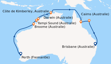 Itinéraire de la croisière Perth (Fremantle), En mer, En mer, Broome (Au...