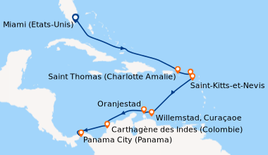 Itinéraire de la croisière Miami (Etats-Unis), En mer, En mer, Saint Tho...