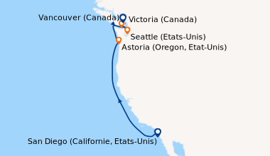 Itinéraire de la croisière San Diego (Californie, Etats-Unis), En mer, E...
