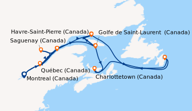 Itinéraire de la croisière Montreal (Canada), Saint-Laurent (fleuve/Cana...