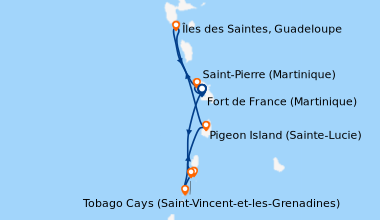 Itinéraire de la croisière Côte pacifique du Costa Rica