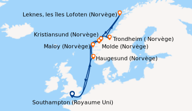 Itinéraire de la croisière Southampton (Royaume Uni) , En mer, En mer, M...