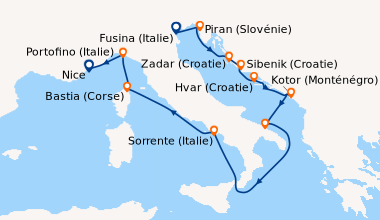 Itinéraire de la croisière Fusina (Italie), Piran (Slovénie), Zadar (Cro...