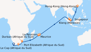 Itinéraire de la croisière Le Cap (Afrique du Sud), En mer, Port Elizabe...