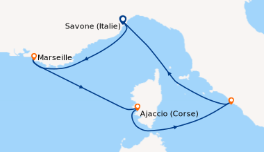 Itinéraire de la croisière Italie, France, Corse (France)
