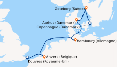 Itinéraire de la croisière Copenhague (Danemark), Goteborg (Suède), Aarh...