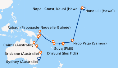 Itinéraire de la croisière Honolulu (Hawaï), Napali Coast, Kauai (Hawaii...
