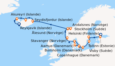 Itinéraire de la croisière Helsinki (Finlande), Tallinn (Estonie), Stock...