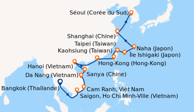 Itinéraire de la croisière Bangkok (Thaïlande), Bangkok (Thaïlande), En ...