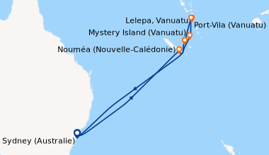 Itinéraire de la croisière Sydney (Australie), En mer, En mer, Nouméa (N...