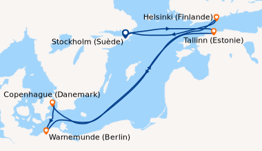 Itinéraire de la croisière Stockholm (Suède), Tallinn (Estonie), En mer,...