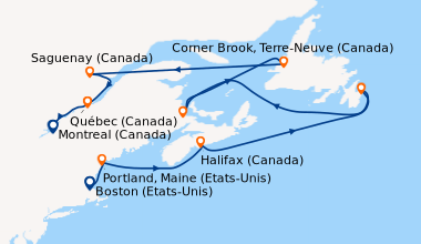Itinéraire de la croisière Boston (Etats-Unis), Portland, Maine (Etats-U...