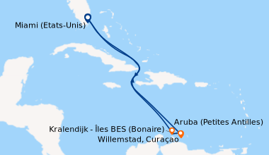 Itinéraire de la croisière Miami (Etats-Unis), En mer, En mer, Curaçao (...
