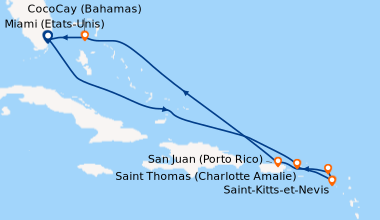 Itinéraire de la croisière Miami (Etats-Unis), En mer, En mer, Saint Tho...