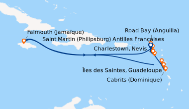 Itinéraire de la croisière Saint Martin (Philipsburg) Antilles Française...