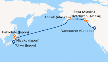 Itinéraire de la croisière Vancouver (Canada), En mer, Ketchikan (Alaska...
