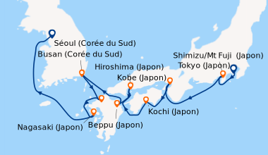 Itinéraire de la croisière Tokyo (Japon), Shimizu/Mt Fuji  (Japon), En m...