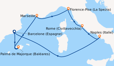 Itinéraire de la croisière Barcelone (Espagne), Palma de Majorque (Baléa...