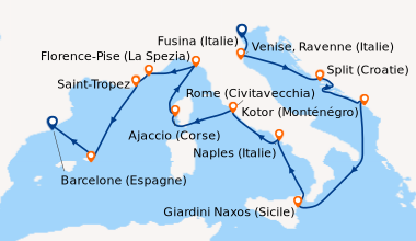 Itinéraire de la croisière Fusina (Italie), Venise, Ravenne (Italie), Sp...