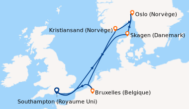 Itinéraire de la croisière Southampton (Royaume Uni), En mer, Skagen (Da...