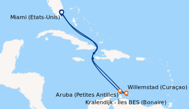 Itinéraire de la croisière Miami (Etats-Unis), En mer, En mer, Aruba (Pe...