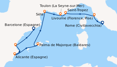 Itinéraire de la croisière Rome (Civitavecchia), Livourne (Florence, Pis...