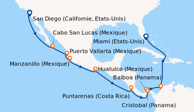 Itinéraire de la croisière San Diego (Californie, Etats-Unis), En mer, C...