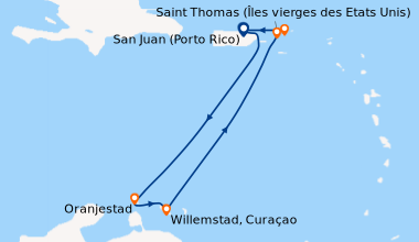 Itinéraire de la croisière San Juan (Porto Rico), En mer, Oranjestad, Wi...