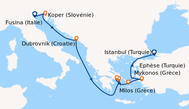 Itinéraire de la croisière Fusina (Italie), Koper (Slovénie), Dubrovnik ...