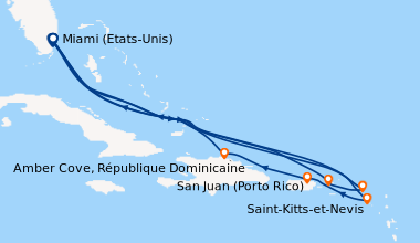 Itinéraire de la croisière Miami (Etats-Unis), En mer, En mer, Saint-Kit...