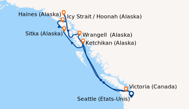 Itinéraire de la croisière Seattle (Etats-Unis), En mer, Ketchikan (Alas...