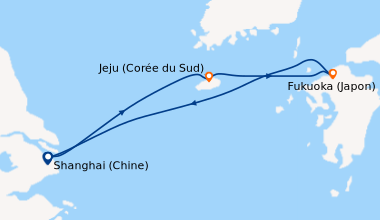 Itinéraire de la croisière Shanghai (Chine), En mer, Jeju (Corée du Sud)...