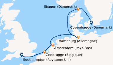Itinéraire de la croisière Southampton (Royaume Uni) , Bruxelles (Belgiq...