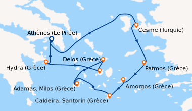 Itinéraire de la croisière Au cœur des îles grecques