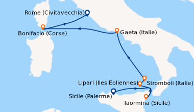 Itinéraire de la croisière Cités historiques et rivages méditerranéens