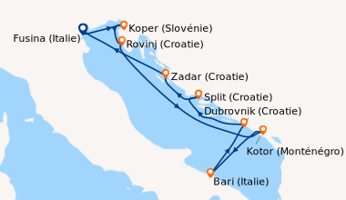 Itinéraire de la croisière Fusina (Italie), Koper (Slovénie), Rovinj (Cr...