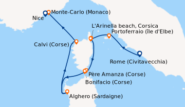 Itinéraire de la croisière Rome (Civitavecchia), Portoferraio (île d'Elb...