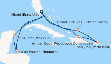 Itinéraire de la croisière Miami (Etats-Unis), En mer, Falmouth (Jamaïqu...