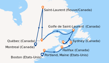 Itinéraire de la croisière Boston (Etats-Unis), Portland, Maine (Etats-U...