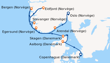 Itinéraire de la croisière Scandinavie confidentielle