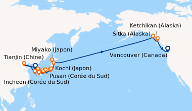 Itinéraire de la croisière Incheon (Corée du Sud), En mer, Tianjin (Chin...