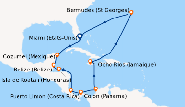 Itinéraire de la croisière Miami (Etats-Unis), En mer, Cozumel (Mexique)...