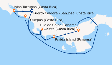 Itinéraire de la croisière Puerto Caldera - San Jose, Costa Rica, En mer...