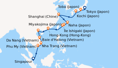 Itinéraire de la croisière Tokyo (Japon), Toba (Japon), Kochi (Japon), E...