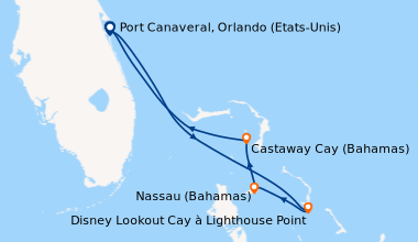 Itinéraire de la croisière Port Canaveral, Orlando (Etats-Unis), En mer,...