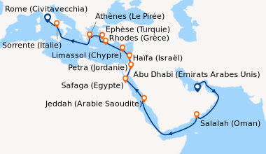 Itinéraire de la croisière Abu Dhabi (Emirats Arabes Unis), En mer, En m...