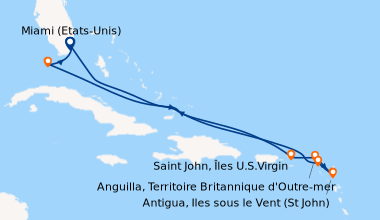 Itinéraire de la croisière Miami (Etats-Unis), En mer, En mer, Saint Joh...